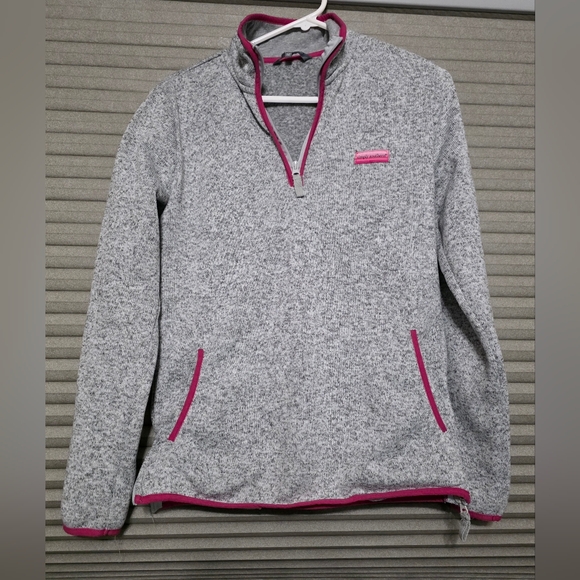 Sweaters - SIMPLY SOUTHERN Gray and Pink Quarter-Zip Pullover